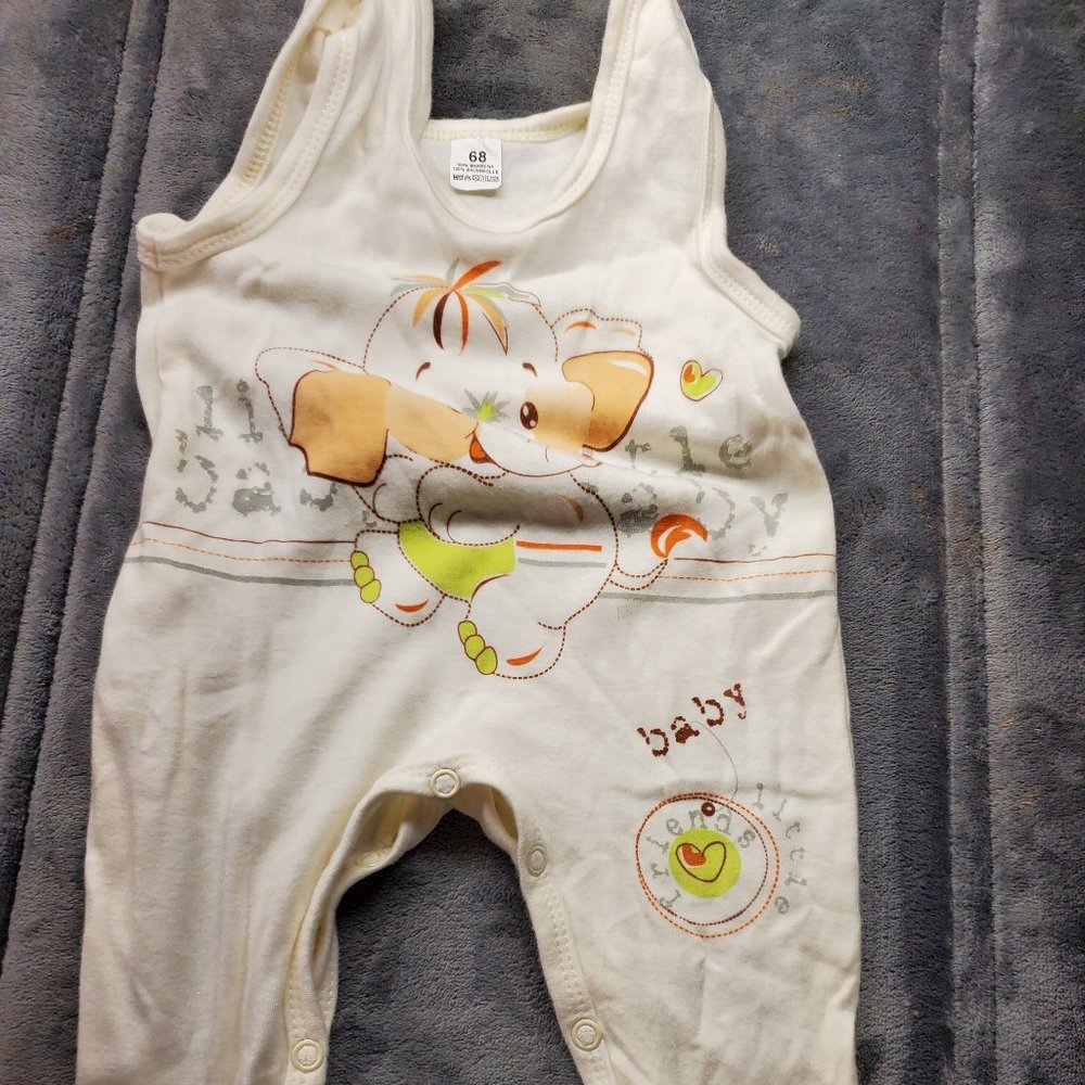 Baby 6-9 Months Sleeveless Footed One-Piece Elephant Print Girl Boy